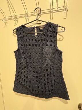 Chateau Navy Eyelet Sleeveless Shell